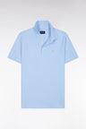 Slim-fit short-sleeved polo shirt in blue stretch cotton piqué