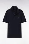 Slim-fit short-sleeved polo shirt in navy stretch cotton piqué