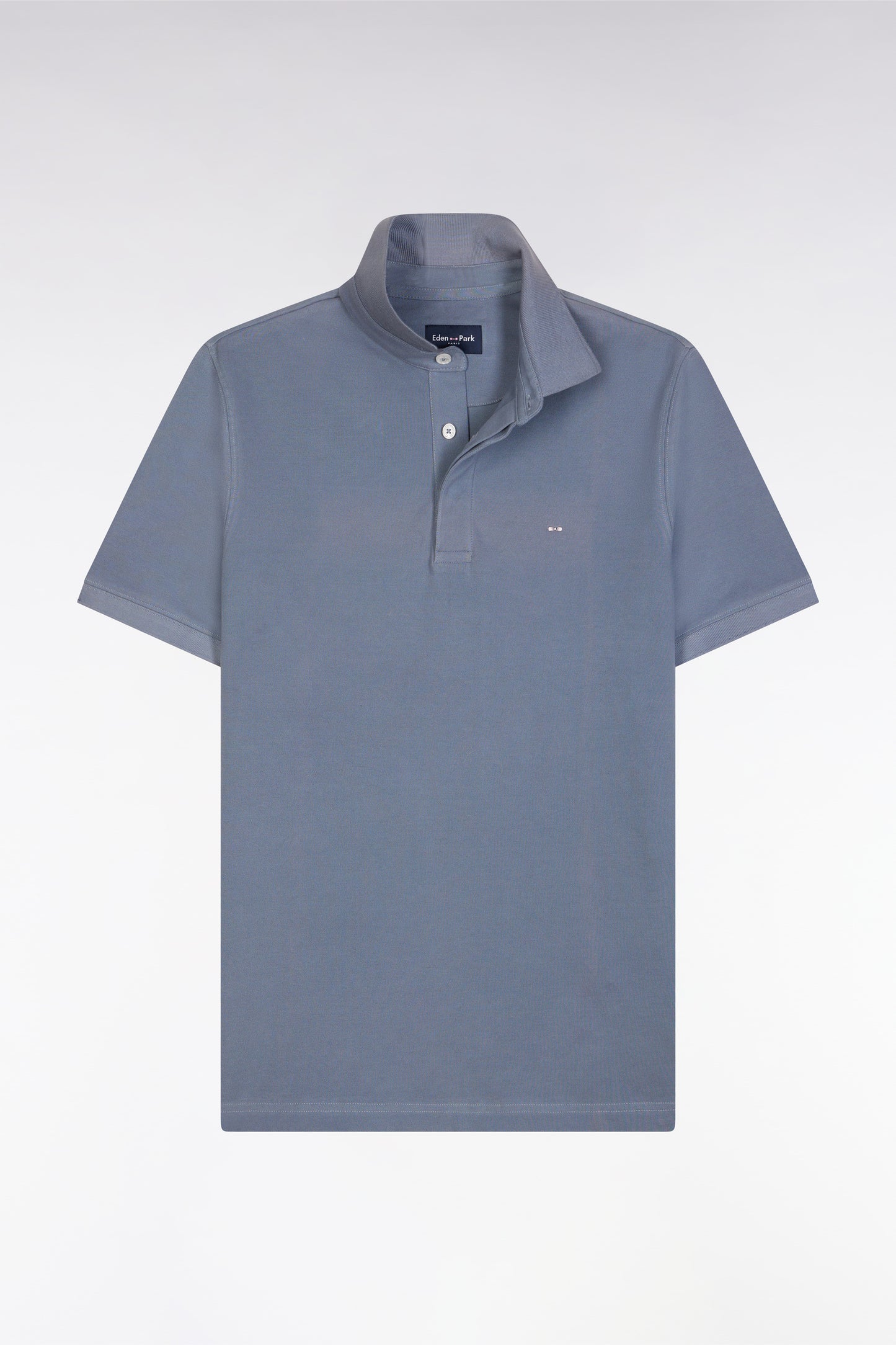 Slim-fit short-sleeved polo shirt in grey blue stretch cotton piqué