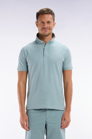 Slim-fit short-sleeved polo shirt in brown stretch cotton piqué