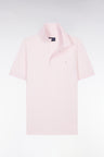 Slim-fit short-sleeved polo shirt in light pink stretch cotton piqué
