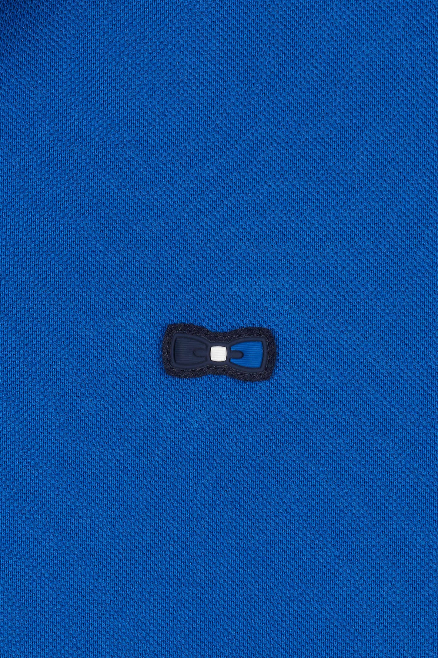 Straight-fit short-sleeved polo shirt in blue cotton with contrasting collar