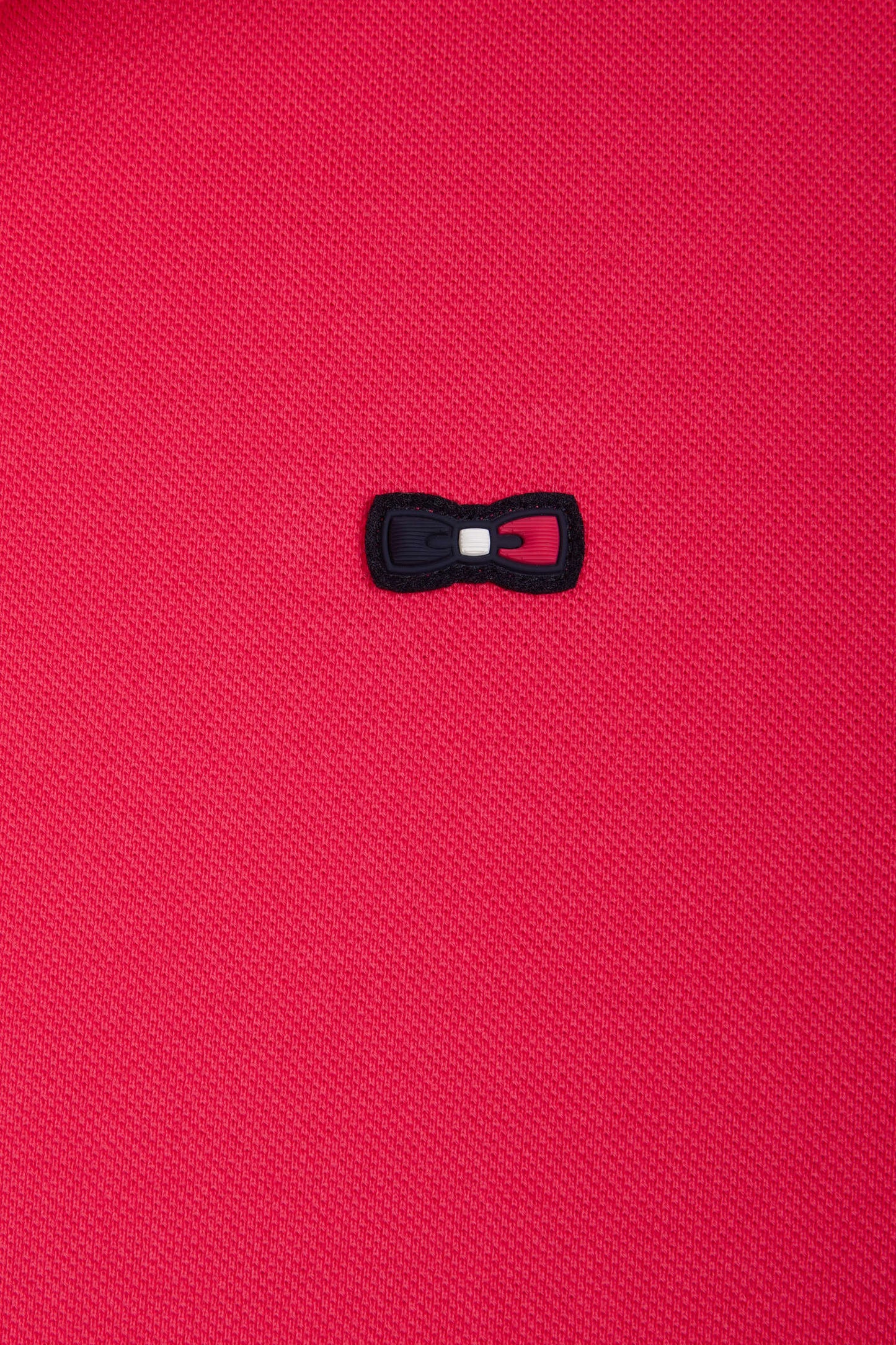 Straight-fit short-sleeved polo shirt in fuchsia cotton with contrasting collar