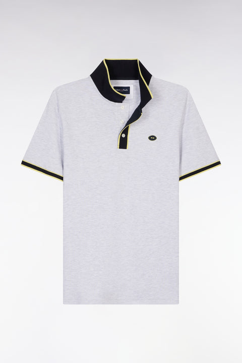 Relaxed-fit short-sleeved polo shirt in yellow cotton with colorful stripes - Image 2