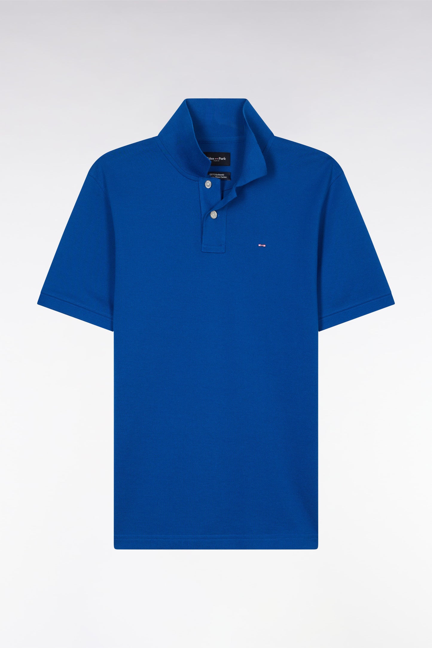 Polo à manches courtes uni en coton Pima bleu foncé coupe droite