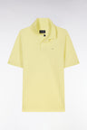 Straight-fit short-sleeved polo shirt in yellow Pima cotton