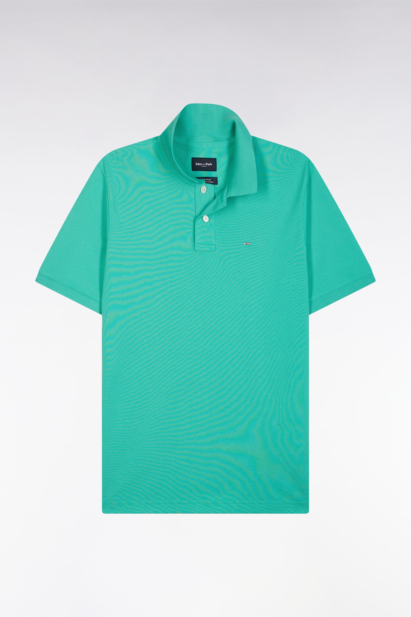 Straight-fit short-sleeved polo shirt in green Pima cotton