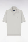 Straight-cut grey cotton polo neck jumper