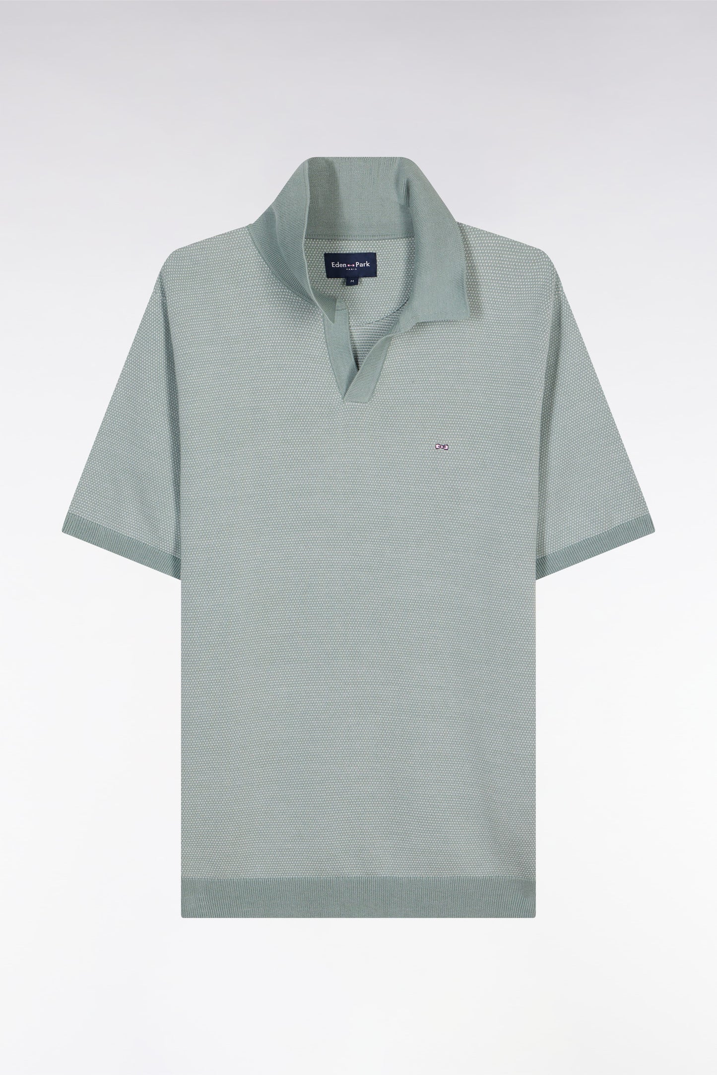 Straight-cut light grey cotton polo neck jumper