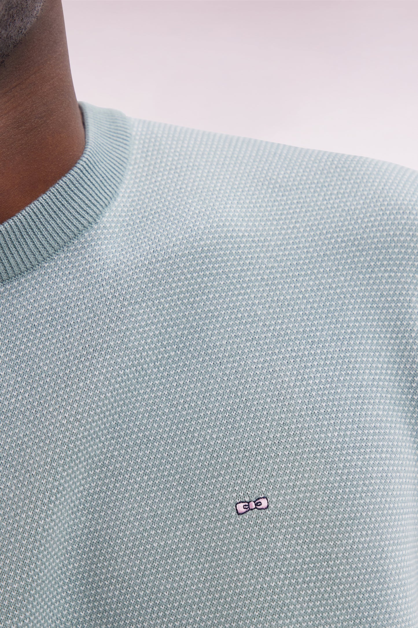 Straight-fit round neck cotton jumper in grey cotton