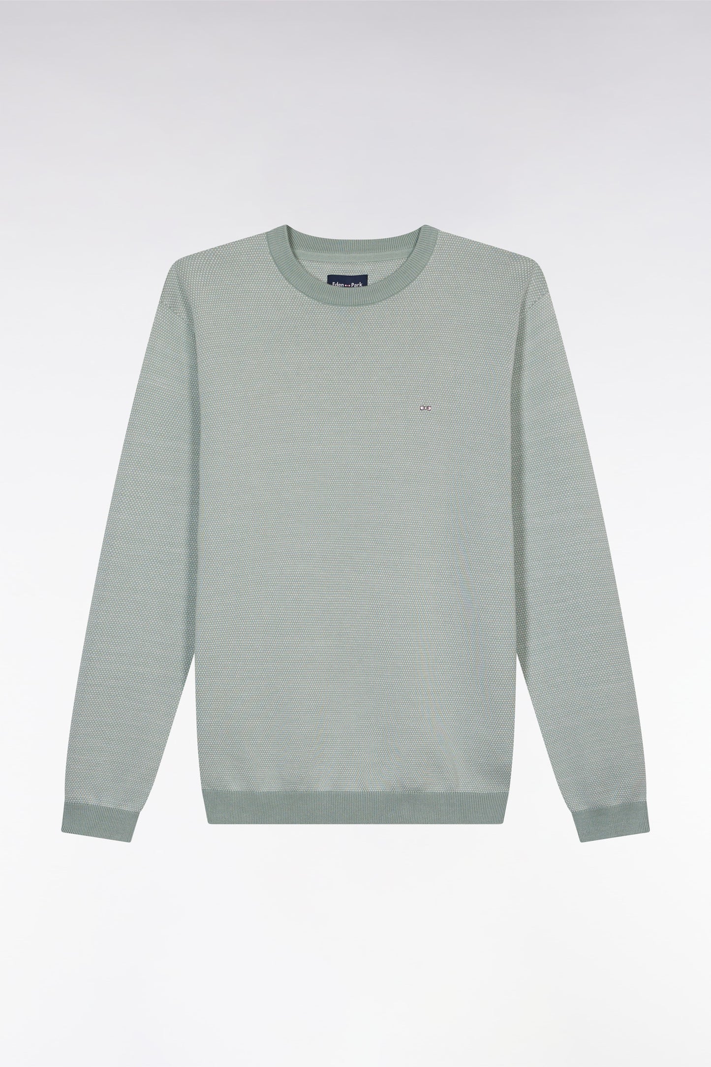 Straight-fit round neck cotton jumper in grey cotton