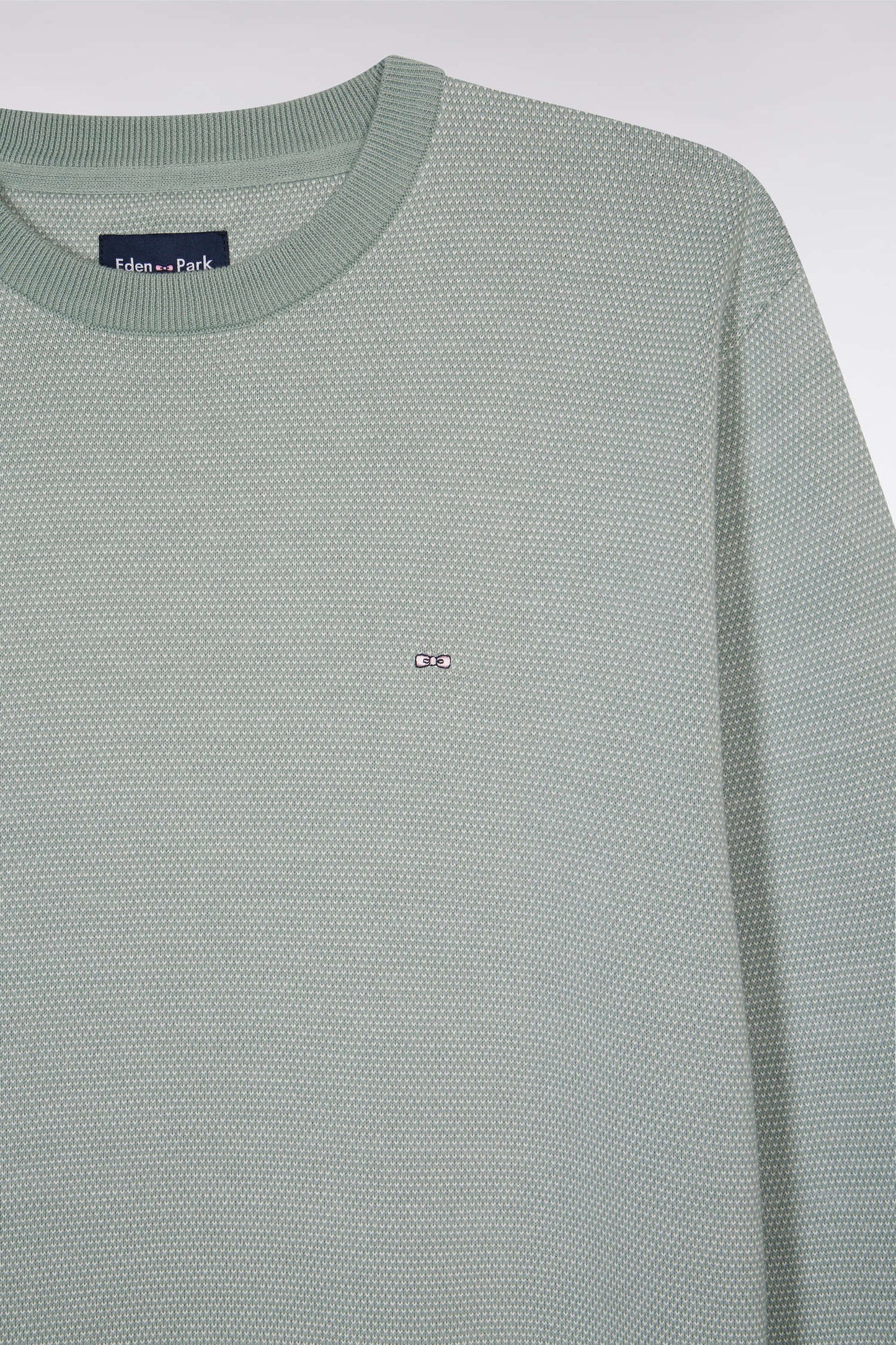 Straight-fit round neck cotton jumper in grey cotton
