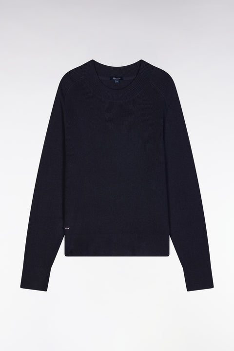 Relaxed-fit navy ribbed crew neck jumper - Image 2