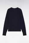 Relaxed-fit navy ribbed crew neck jumper