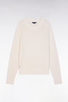 Relaxed-fit ecru ribbed crew neck jumper