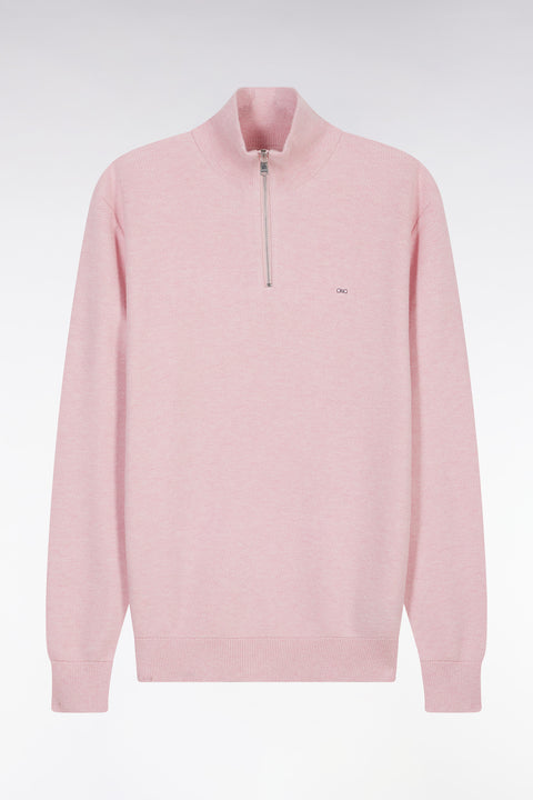 Straight-fit pink honeycomb cotton trucker collar jumper - Image 2