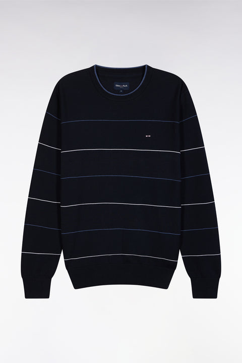 Round-neck navy cotton jumper - Image 2