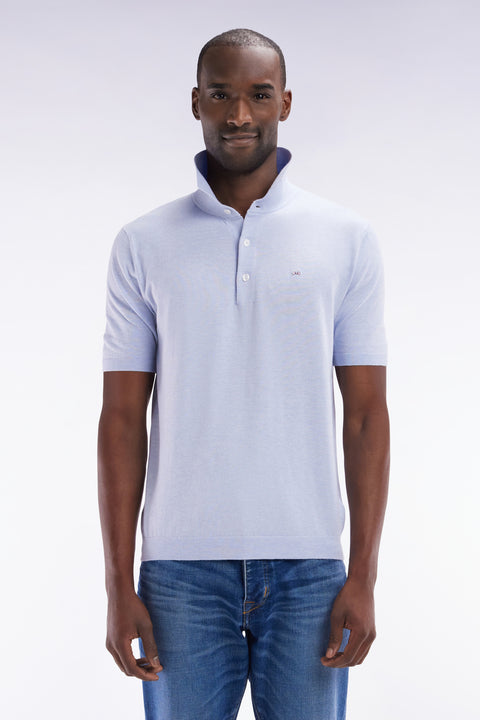 Straight-fit light grey cotton-silk-blend polo neck jumper - Image 1