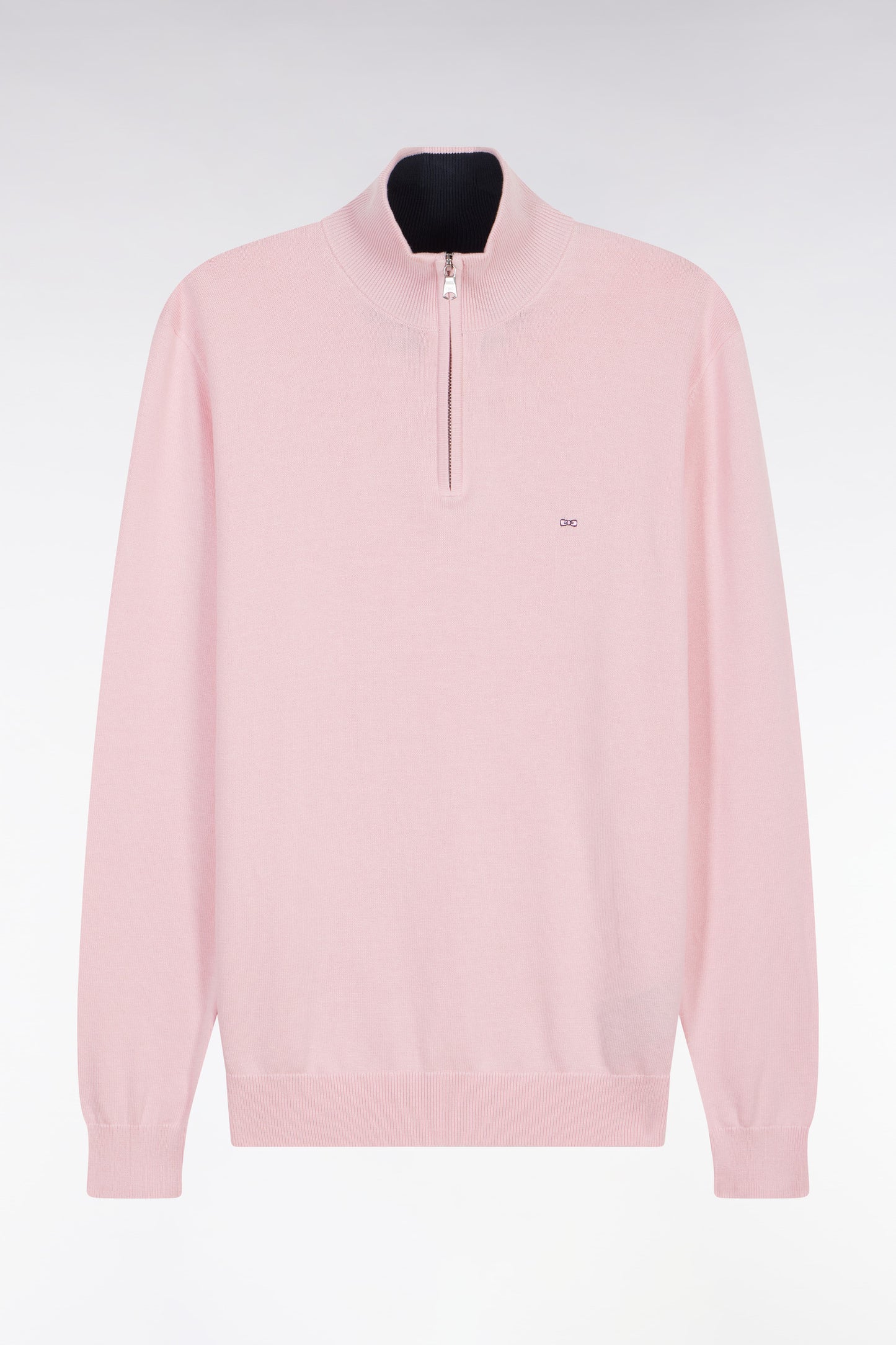 Pull col camionneur en coton rose coupe droite