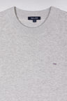 Straight-fit short-sleeved round-neck grey jumper in organic cotton cashmere blend