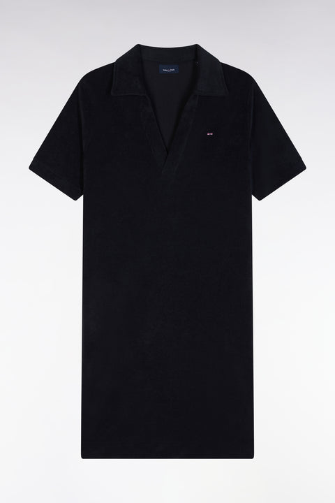Relaxed-fit striped rugby shirt dress in sky blue and white cotton - Image 2