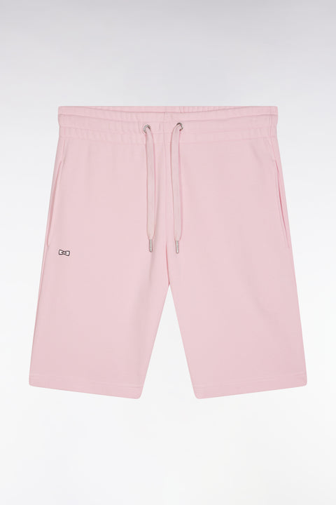 Straight-fit pink cotton fleece shorts - Image 2