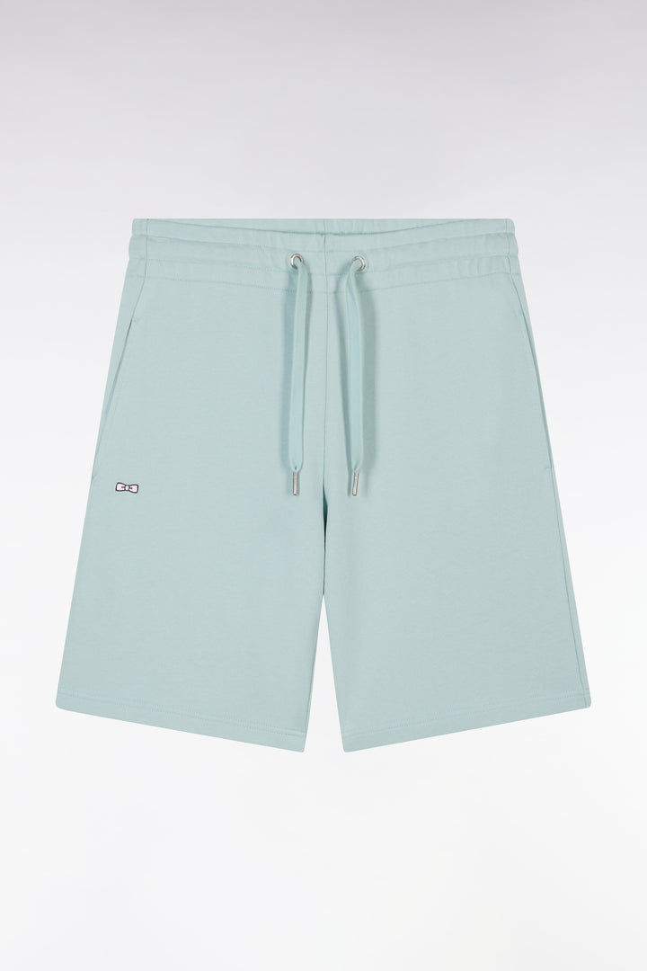 Short en molleton coton vert d'eau coupe droite