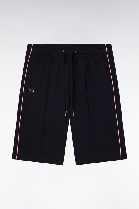 Straight-cut navy jogger shorts in cotton interlock - Image 2