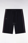 Straight-cut navy jogger shorts in cotton interlock