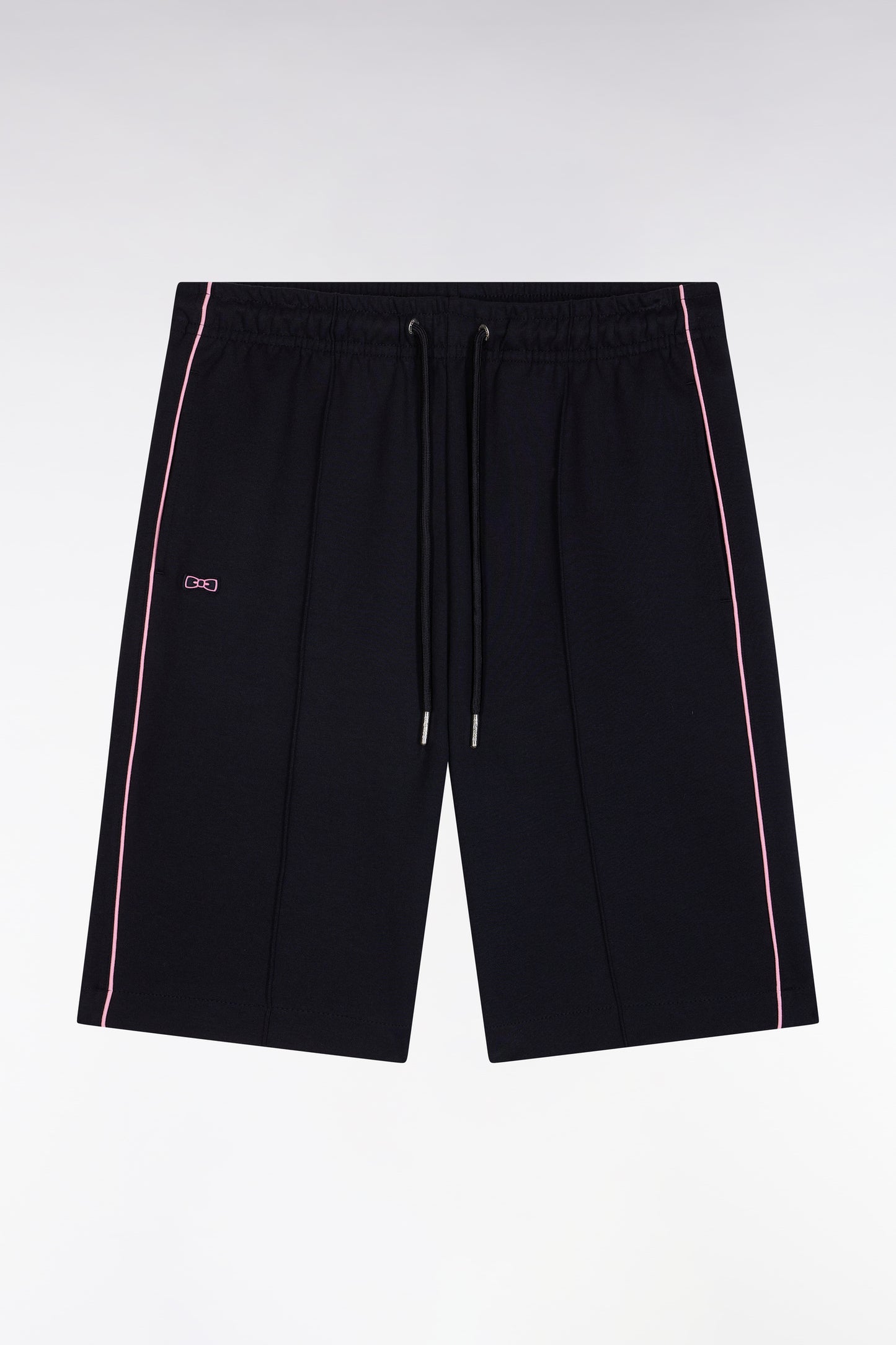 Short de jogging en coton interlock marine coupe droite