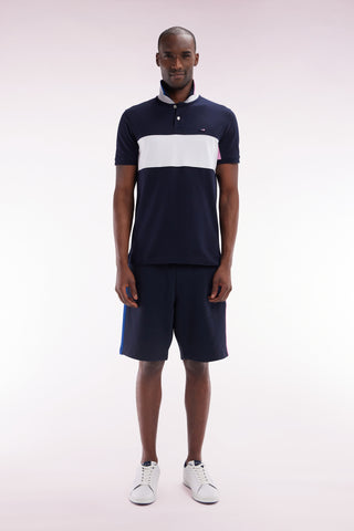 Relaxed fit navy cotton fleece shorts
