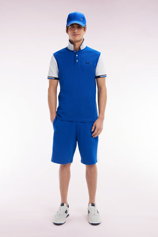 Relaxed fit blue cotton fleece shorts