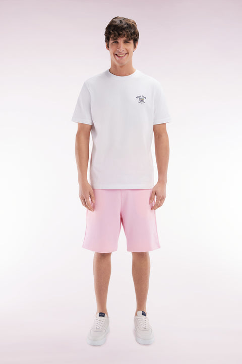 Relaxed fit pink cotton fleece shorts - Image 1