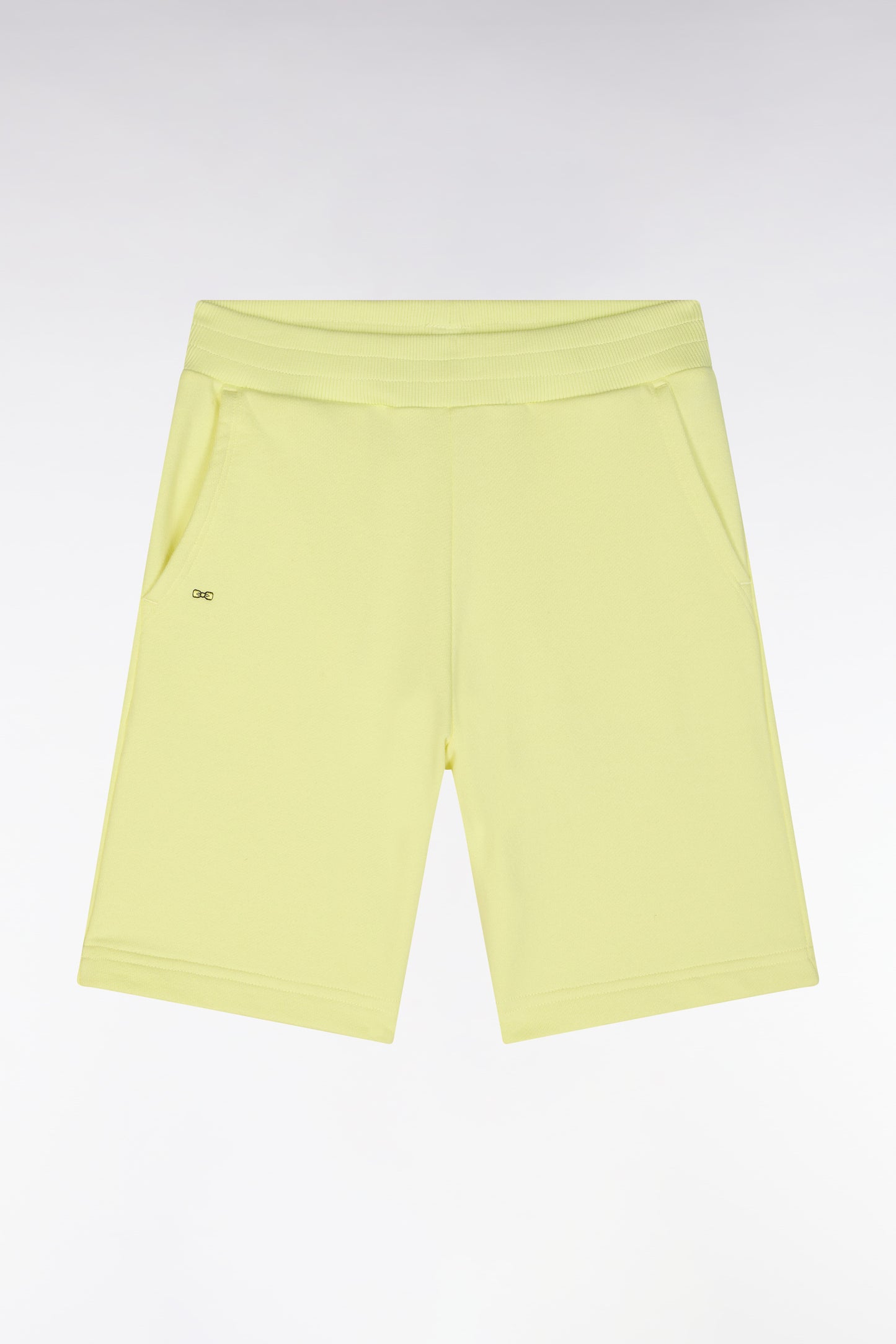 Short en molleton coton jaune coupe droite