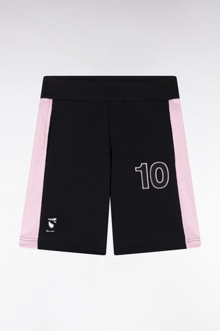 Straight-fit New Zealand shorts in black cotton fleece