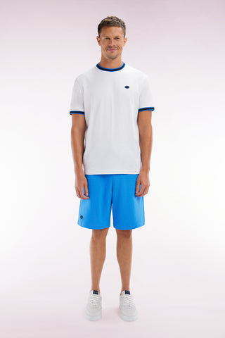 Relaxed-fit blue cotton fleece shorts