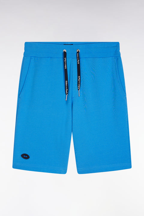 Relaxed-fit blue cotton fleece shorts - Image 2