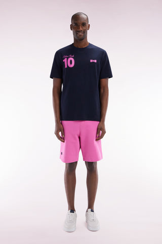 Relaxed-fit pink cotton fleece shorts