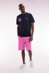 Relaxed-fit pink cotton fleece shorts