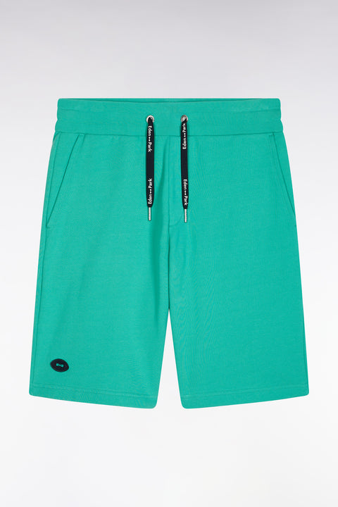 Relaxed-fit green cotton fleece shorts - Image 2