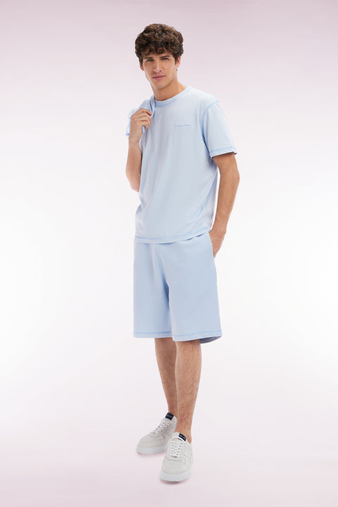 Relaxed-fit sky blue cotton fleece shorts - Image 3