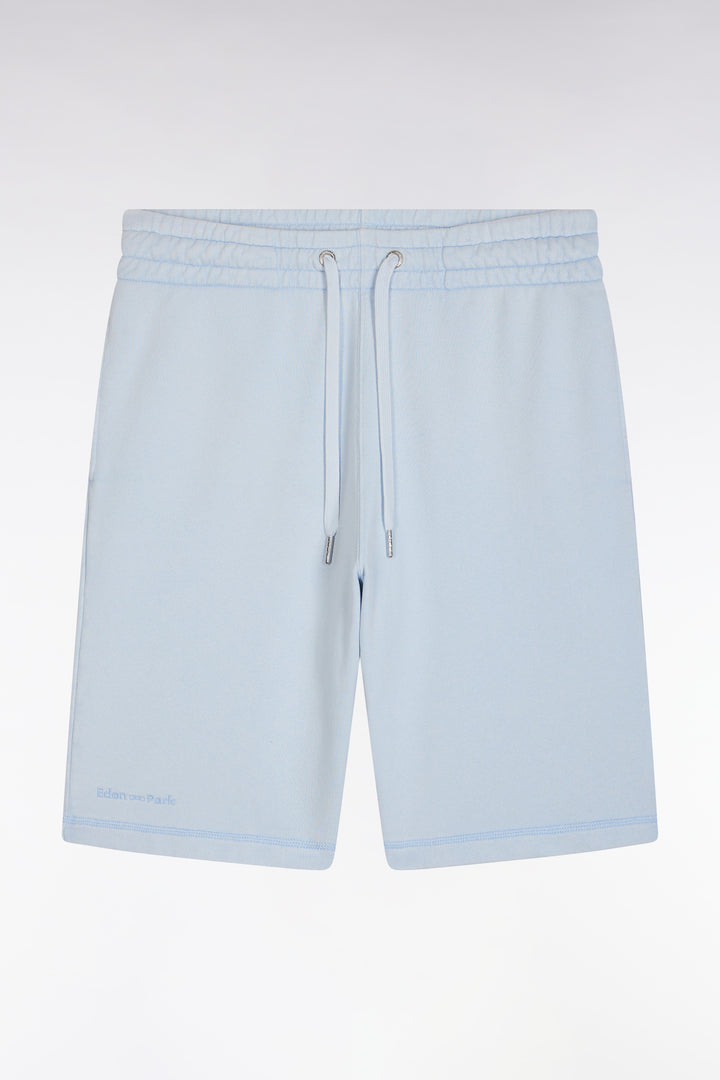 Short en molleton coton bleu ciel coupe décontractée