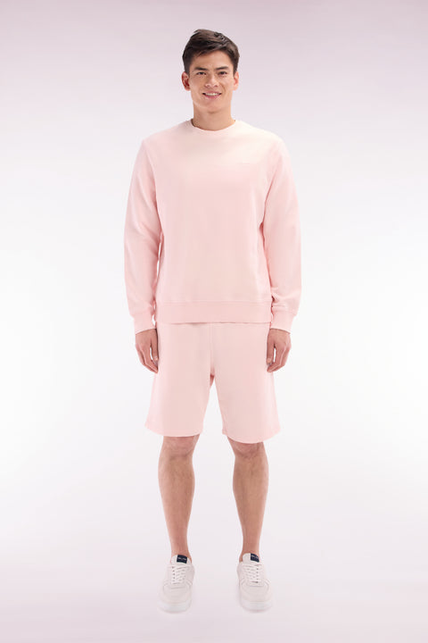 Relaxed-fit light pink cotton fleece shorts - Image 1