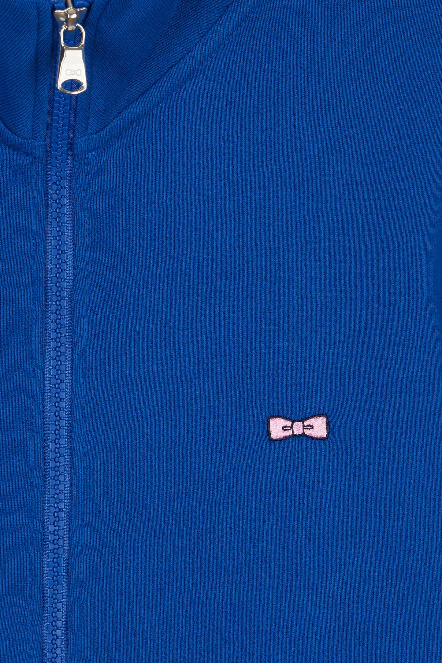 Sweatshirt zippé en coton bleu foncé coupe droite