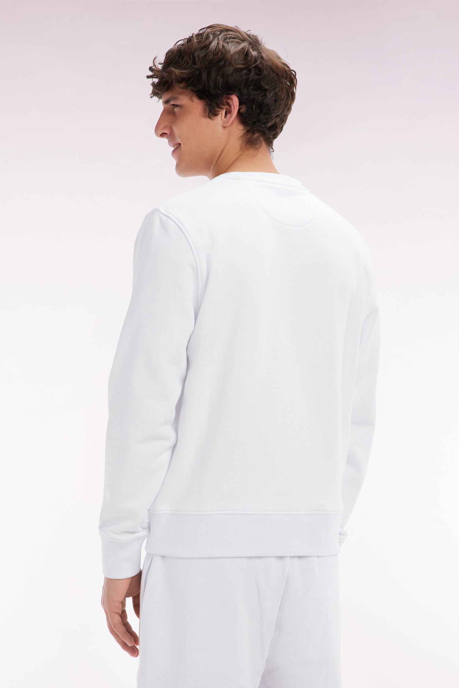 Sweatshirt en molleton coton blanc coupe droite