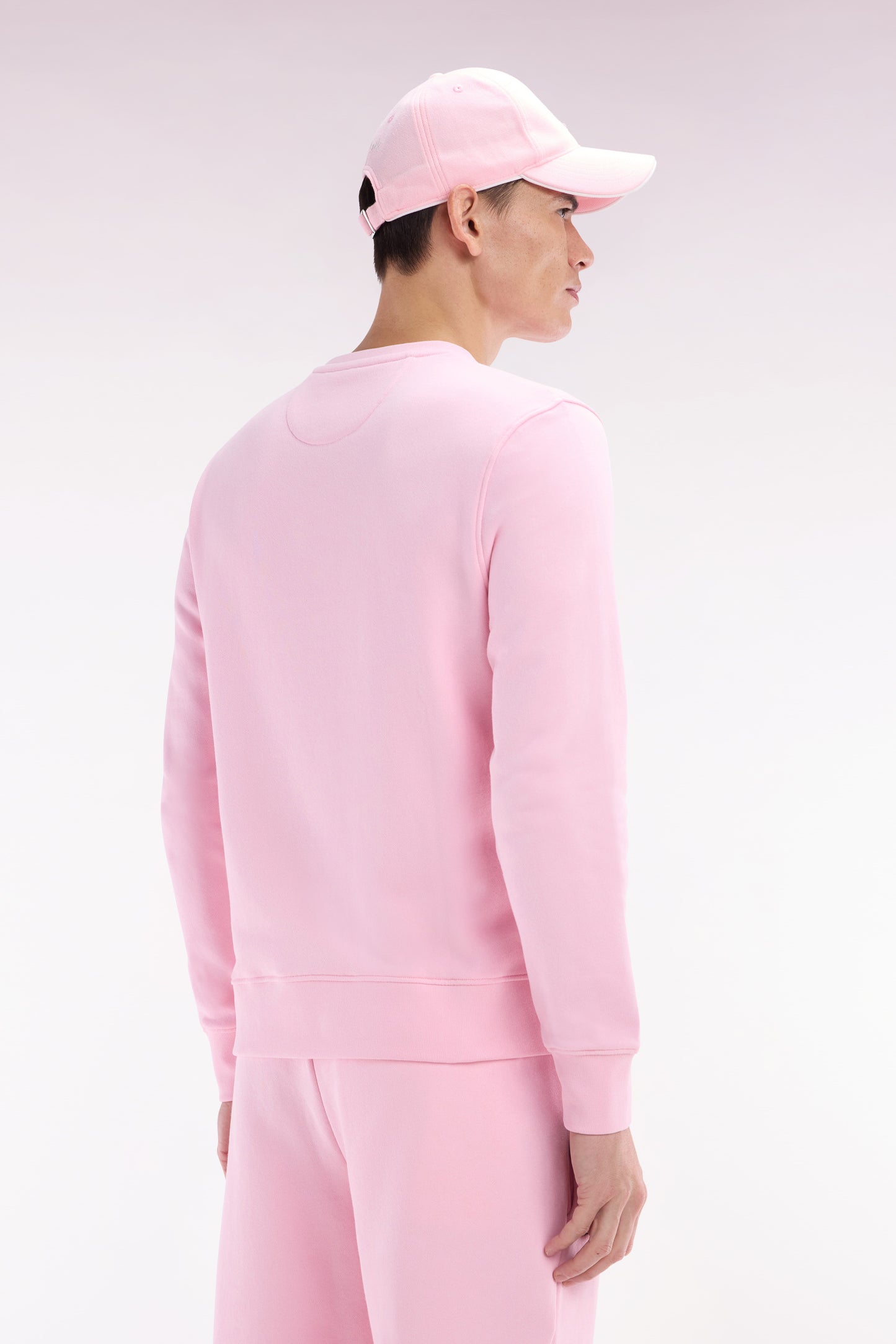 Sweatshirt en molleton coton rose coupe droite et col rond