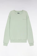 Sweatshirt surteint à col rond en molleton coton vert d'eau coupe décontractée