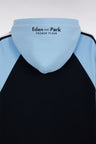 Relaxed-fit navy and sky blue cotton hoodie