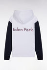 Relaxed-fit white cotton hoodie with two-tone back embroidery