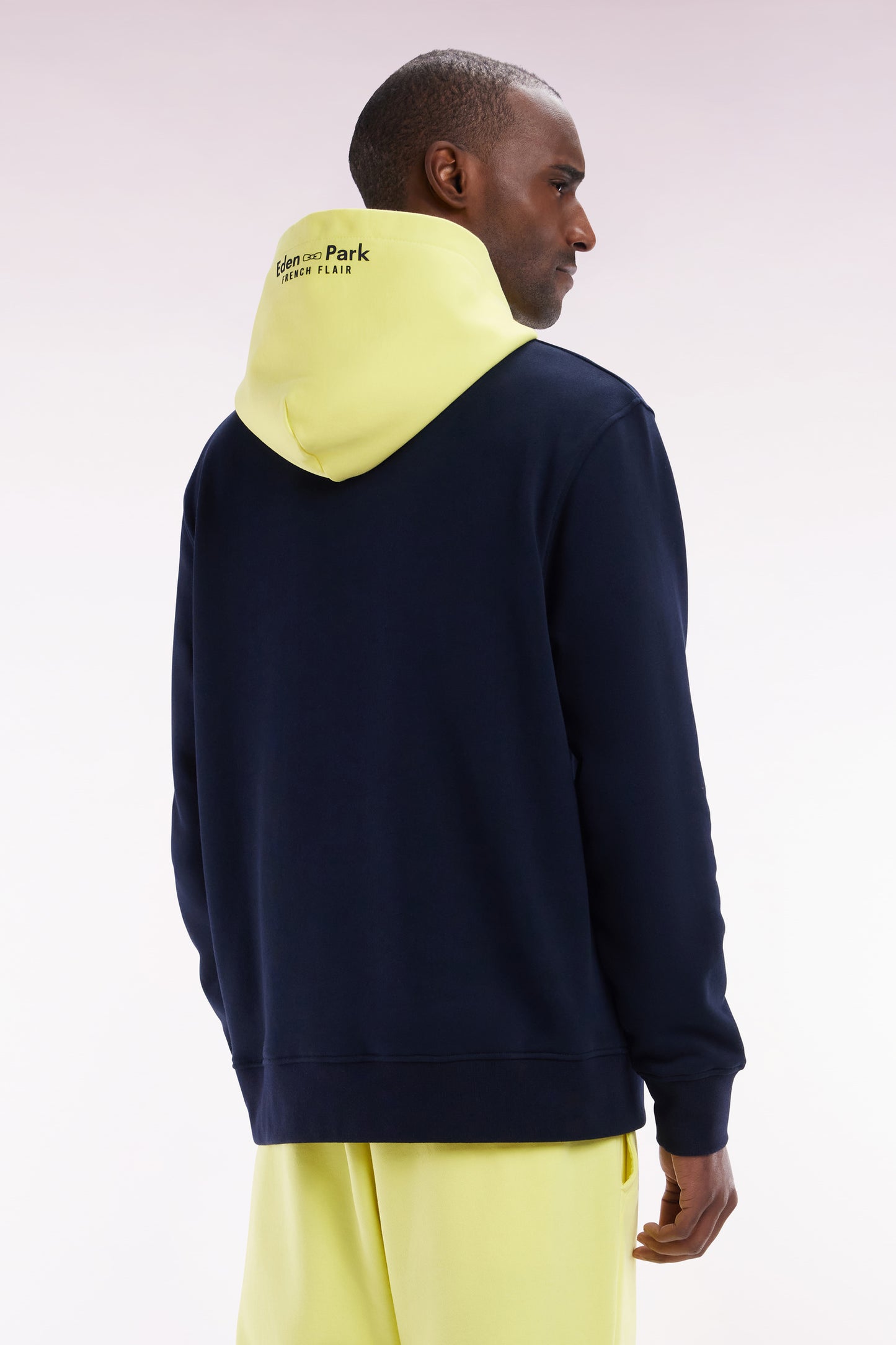 Relaxed-fit two-tone yellow cotton fleece sweatshirt